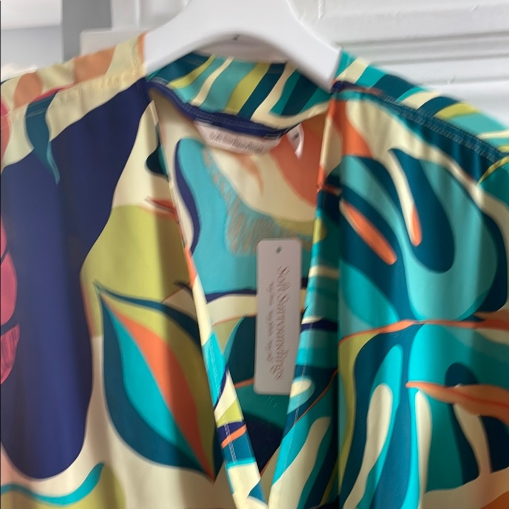 NEW….Soft Surroundings Multicolor Tropical caftan / open cardigan